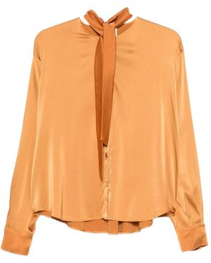 forte_forte Pussy-Bow Button-Down Shirt - Orange