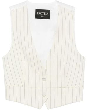 Dondup Veston Crop À Fines Rayures - Blanc