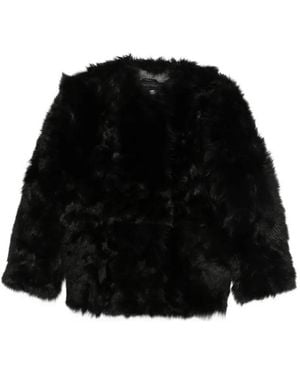 Soft Goat Shearling Coat - Black