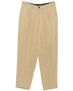 Giorgio Armani Pleated Straight-Leg Trousers - Natural