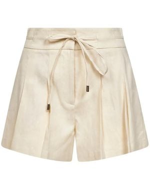 ERMANNO FIRENZE Drawstring-Fastening Pleated Shorts - Natural