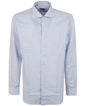Barba Napoli Chemise En Piqué À Manches Longues - Blue