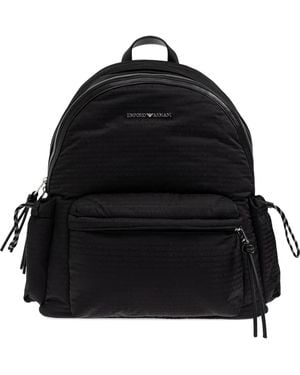 Emporio Armani Logo-plaque quilted backpack - Negro