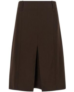MISENITHE Anne-Mary Midi-Rok Met Split - Bruin