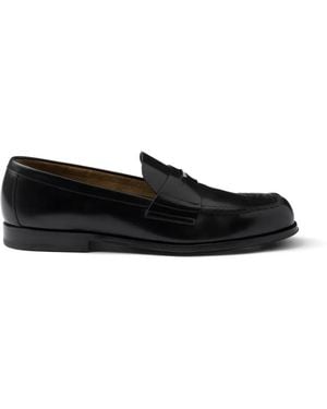 Prada Brushed Leather Loafers - Black