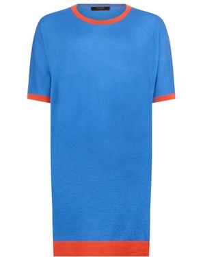 Moorer Crew-Neck Midi T-Shirt Dress - Blue