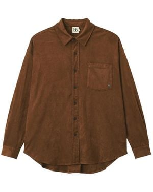 B+ AB Faux-Suede Chest-Pocket Shirt - Brown