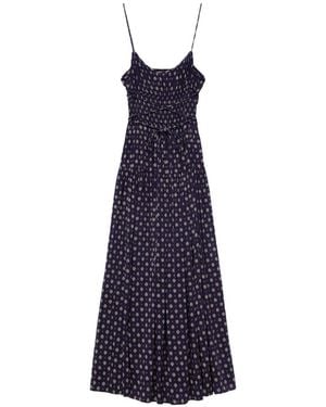 Doen Safia Foulard-Print Lace-Up Maxi Dress - Blue
