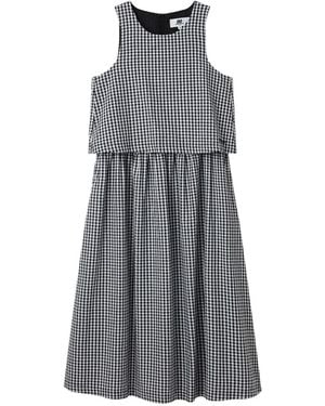 Chocoolate Gingham Tiered Dress - Grey