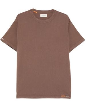 Paura Kansas Embroidered-Detail T-Shirt - Brown