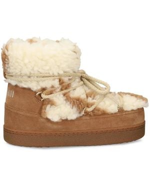 Inuikii Shearling-Trim Lace-Up Boots - Natural