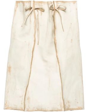 Prada Leather Midi Skirt - Natural