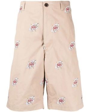 Junya Watanabe Graphic-Print Cotton Shorts - Natural