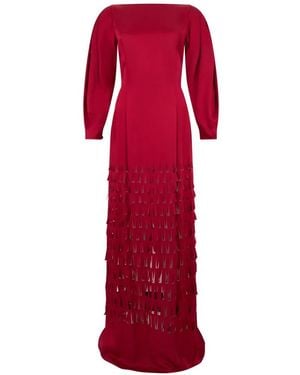 Alberta Ferretti Langärmeliges Maxikleid Mit Laser-Cuts - Rot