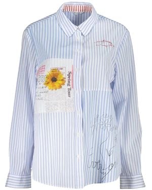 Desigual Patchwork Striped Shirt - Blue