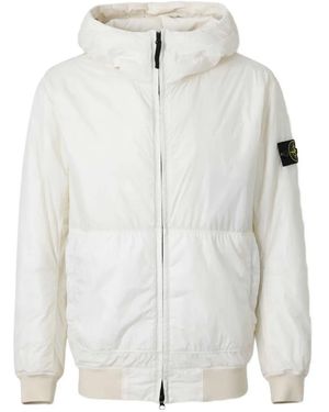 Stone Island Piumino Con Cappuccio - Bianco