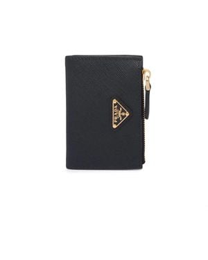 Prada Leather Logo Plaque Card Holder - White