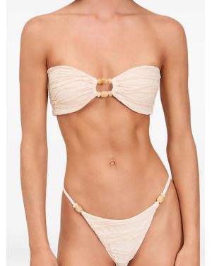 Devon Windsor Anto Beaded Ruched Bikini Top - Natural