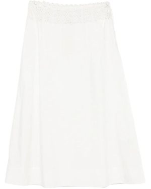 Posse Harriet Eyelet-Embroidered Long Skirt - White