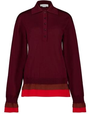 Stella McCartney Top a capas con cuello de polo - Rojo