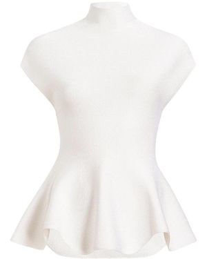 KHAITE Andra Peplum Top - White