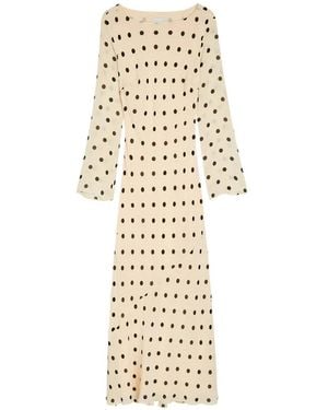 Reformation Esra Polka Dot Chiffon Maxi Dress - Natural