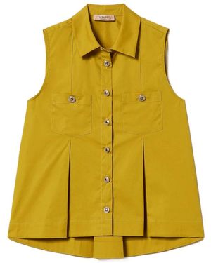 Twinset Poplin Shirt With Pockets - Yellow