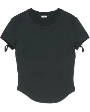Covert Bow-Detail Curved-Hem T-Shirt - Schwarz