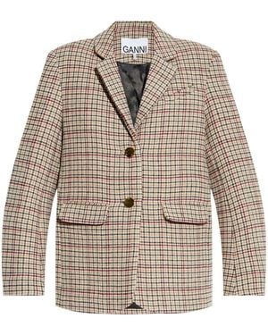 Ganni Checked Blazer - Natural