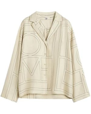 TOTEME Monogram-Print Silk Top - Natural