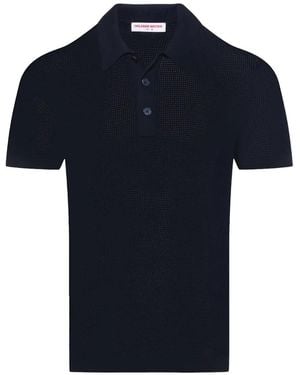 Orlebar Brown Keeling Open-Knit Polo Shirt - Blue