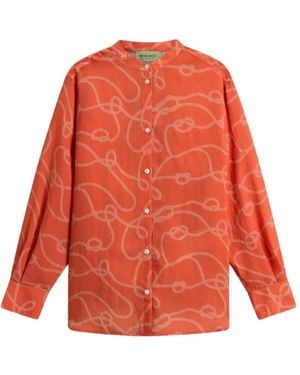 Woolrich Rope-Print Band-Collar Shirt - Orange