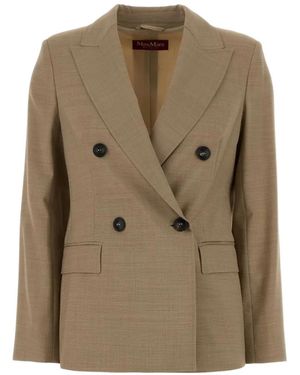 Max Mara Double-Breasted Blazer - Natural