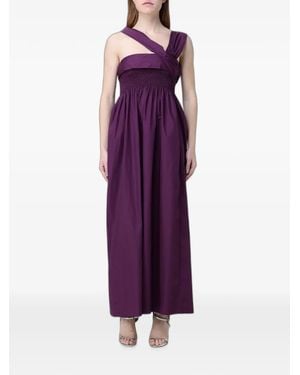 Tela One-Shoulder Shirred-Waist Dress - Purple