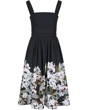 Adam Lippes Hoban Floral-Print Belted Midi Dress - Black