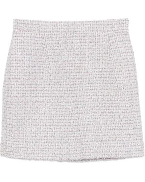 Alessandra Rich Sequin-Embellished Tweed Skirt - White