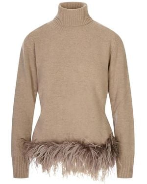 P.A.R.O.S.H. Feather-Trim Jumper - Natural