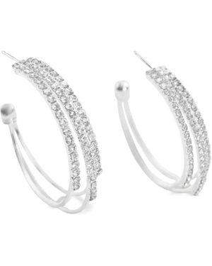 Hzmer Jewelry Pendientes con aplique de strass - Blanco