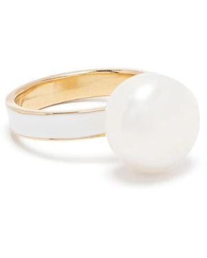 Beatriz Palacios Anillo Moon Con Perla - Blanco