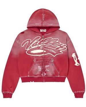 VALE FOREVER Religion Distressed-Effect Hoodie - Red