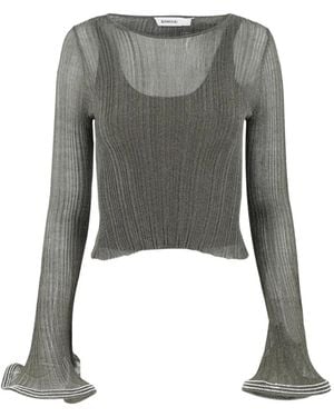 Jonathan Simkhai Maebry Ruffled Ribbed T-Shirt - Grey