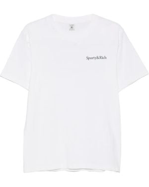 Sporty & Rich Play Tennis Logo-Print T-Shirt - White