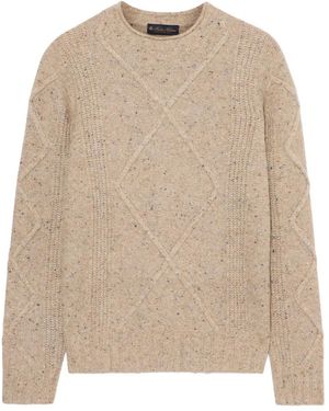 Brooks Brothers Ribbed-Trims Crew-Neck Jumper - Natural