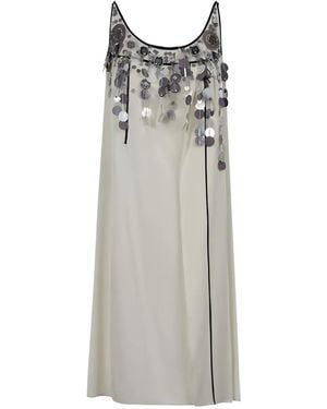 Prada Beaded-Sequin Mini Dress - Grey