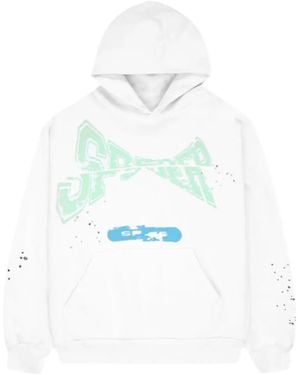 Sp5der Hoodie Racing À Logo Imprimé - Blanc