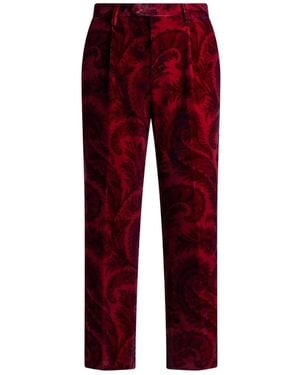 Etro Paisley-Jacquard Velvet Trousers - Red