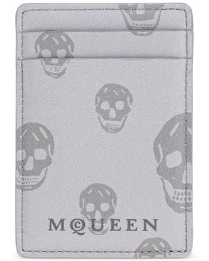 McQueen Skull Print Cardholder - Grigio