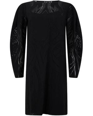 Alberta Ferretti Patterned Long-Sleeve Mini Dress - Black