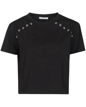 Patrizia Pepe Eyelet-Embellishment T-Shirt - Black