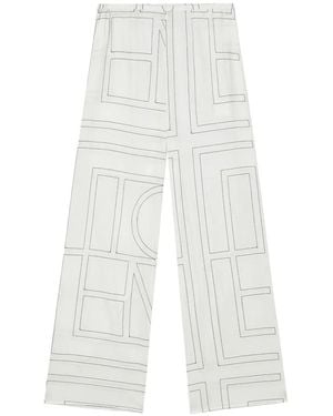 TOTEME Logo-Embroidered Wide-Leg Trousers - White